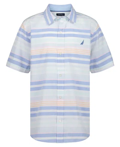 Nautica Kids' Boys' 8-20 Cabana Stripe Short-sleeve Woven Shirt In Blue