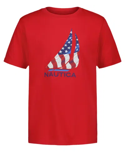 Nautica Kids' Boys' 8-20 J-class Flag Short-sleeve T-shirt In Red