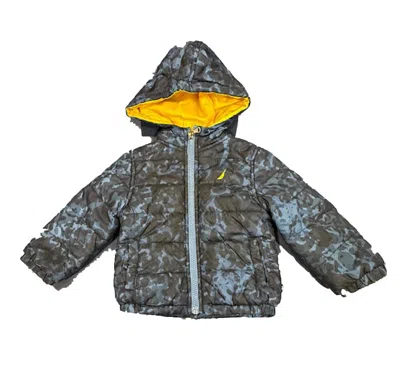 Pre-owned Nautica Kids' Boys Blue Black Winter Coat In Green