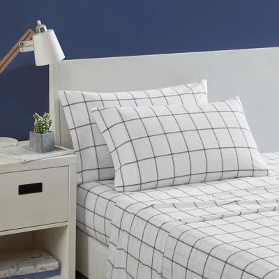 Nautica Bradford 200 Thread Count Breathable Cotton Percale Sheet Set In Plot Black