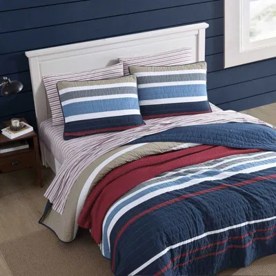Nautica Bradford Navy Twin Quilt & Sham Set In Multi