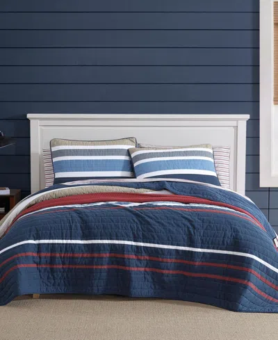 Nautica Bradford Reversible 2 Piece Quilt Set, Twin In Multi Navy