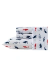 Nautica Branson Sharks Microfiber Sheet Set In Navy Seas/red