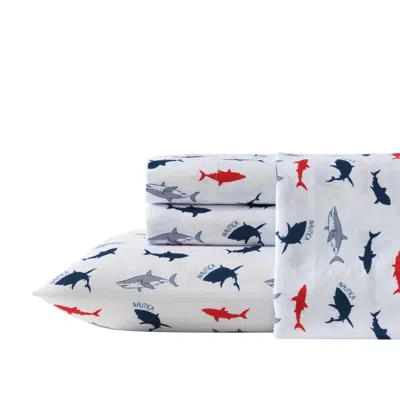 Nautica Branson Sharks Navy Queen Sheet Set