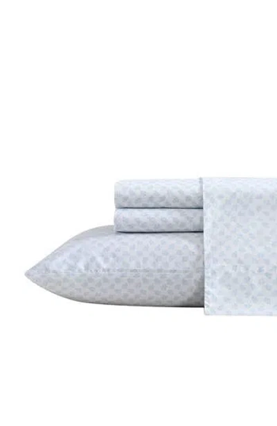 Nautica Breezy Bloom 200 Thread Count Cotton Percale Sheet Set In White/ Breezy Bloom
