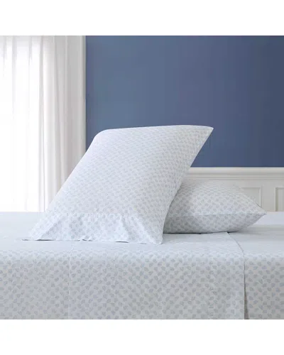 Nautica Breezy Bloom Cotton Percale Sheet Set In White