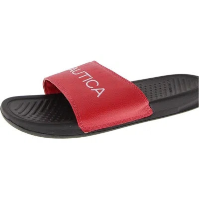 Nautica Bretton Mens Logo Flat Slide Sandals In Multi