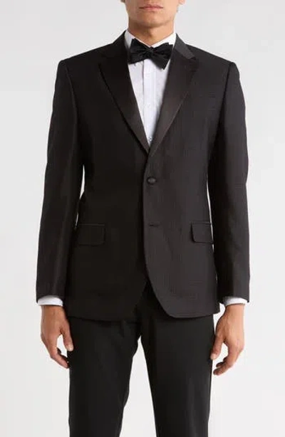 Nautica Bridge Satin Notch Lapel Jacquard Dinner Jacket In Black