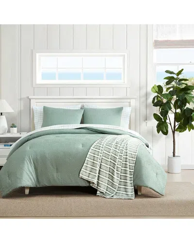 Nautica Broken Lines Embossed Comforter Bonus Set In Green