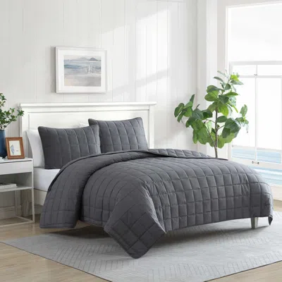 Nautica Brushed Micro Jersey Grey Twin Quilt-sham Set