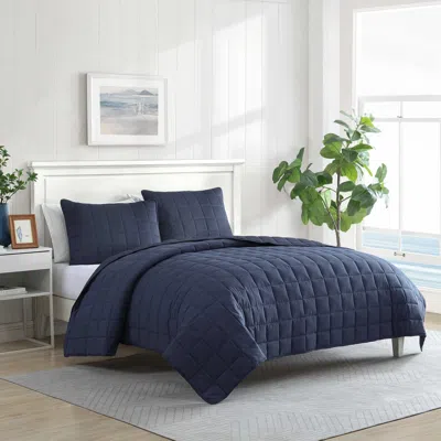NAUTICA BRUSHED MICRO JERSEY NAVY FULL/QUEEN QUILT-SHAM SET