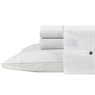 Nautica Buoy Line Grey Twin Sheet Set In White