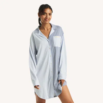Nautica Button-front Sleep Dress In Blue