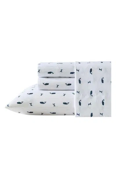 Nautica Caspian Whales Microfiber Sheet Set In White