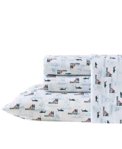 Nautica Caspian Whales Microfiber Sheet Sets In Blue