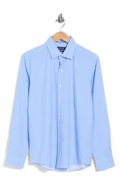 Nautica Check Trim Fit Long Sleeve Dress Shirt In Blue