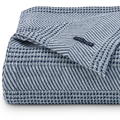 Nautica Chevron Navy King Blanket In Blue