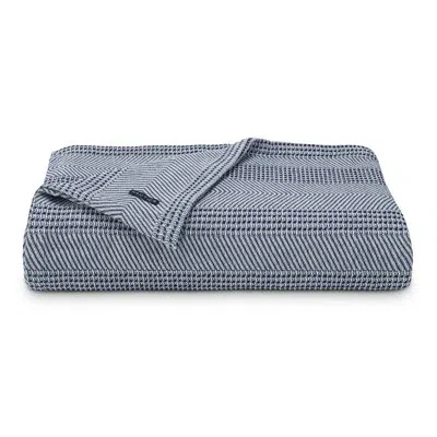 Nautica Chevron Stripe Cotton Blanket In Navy