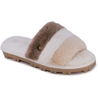 Nautica Chyler Womens Faux Fur Padded Insole Slide Sandals In White