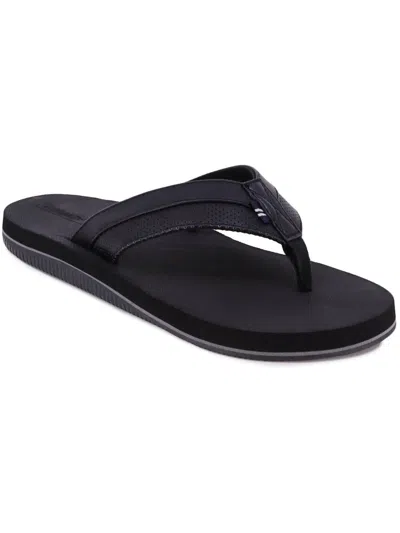 Nautica Clarkson 2 Mens Faux Leather Thong Flip-flops In Black