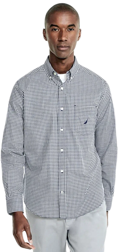 Nautica Classic Fit Wrinkle Resistant Button Up Shirt In Black