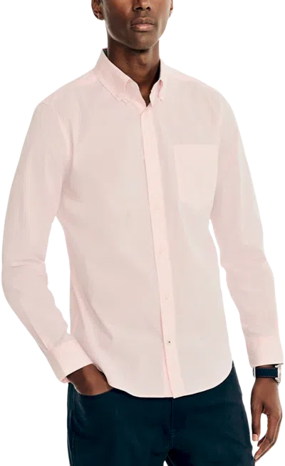 Nautica Classic Fit Wrinkle-resistant Button Up Shirt In Pink