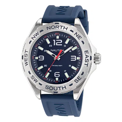Nautica Clearwater Beach Recycled Silicone 3-hand Watch In Blue
