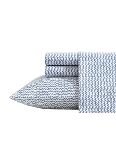 Nautica Cotton Percale 3-piece Sheet Set, Twin In Ikat Wave Blue