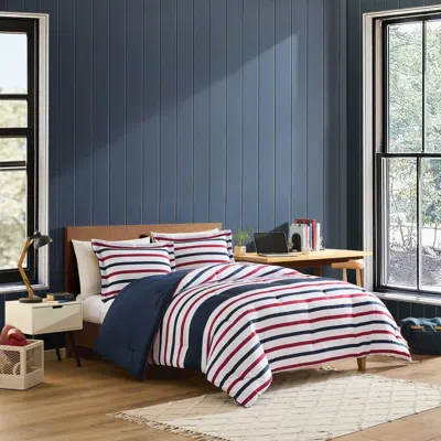 Nautica Clove Hitch Stripe Blue King Comforter Set In Multi