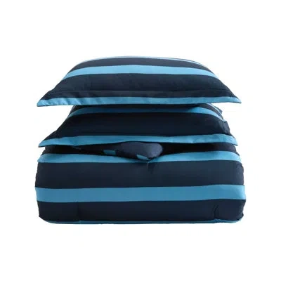 Nautica Clove Hitch Stripe Reversible Blue Comforter Set In Blue Stripe
