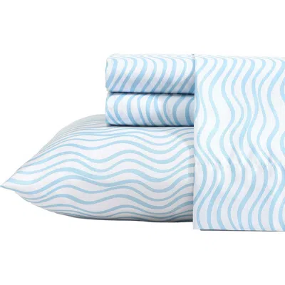 Nautica Coastal Coral Print Microfiber Sheet Set In Blue
