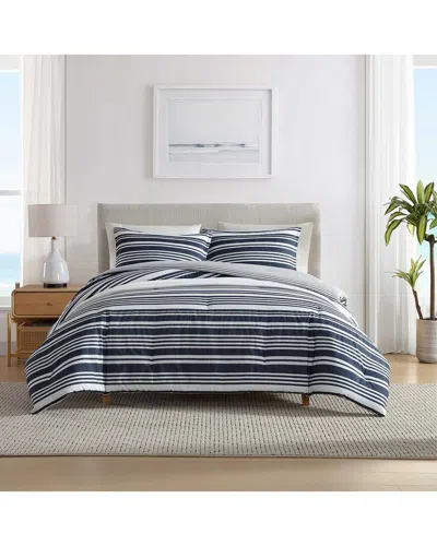 Nautica Coastline Stripe Cotton Comforter Bedding Set In Black