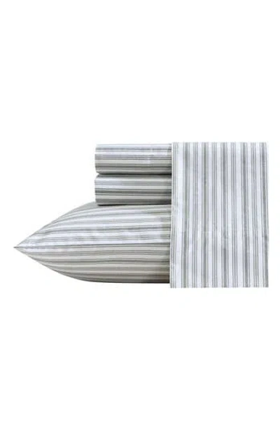 Nautica Coleridge Stripe 200-thread Count Cotton Percale Sheet Set In Gray