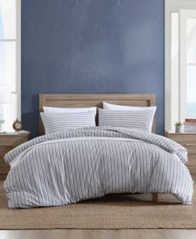 Nautica Coleridge Stripe Cotton Reversible Duvet Covers In Gray