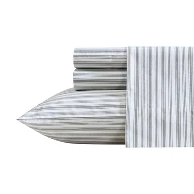 Nautica Coleridge Stripe Green Twin Sheet Set In White