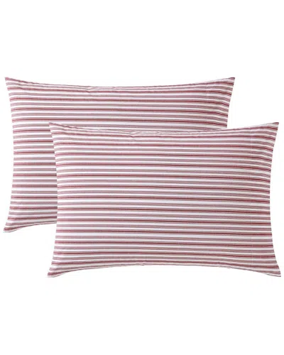 Nautica Coleridge Stripe Percale Pillowcase Set In Pink