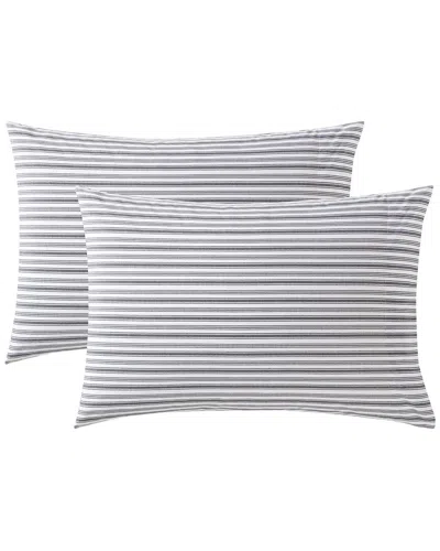 Nautica Coleridge Stripe Percale Pillowcase Set In Gray