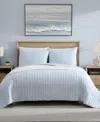 Nautica Coleridge Stripe Reversible 2 Piece Quilt Set, Twin In Light Blue