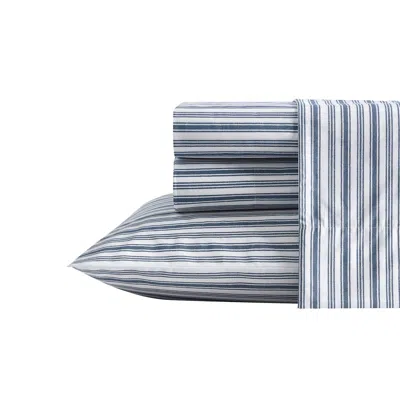Nautica Coleridge Striped Blue Full Sheet Set In White