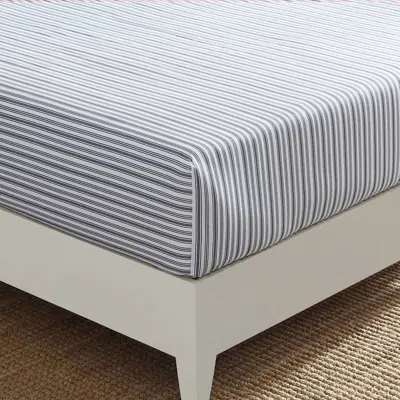 Nautica Coleridge Striped Charcoal Grey Twin Fitted Sheet In Blue