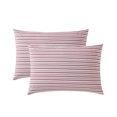 Nautica Coleridge Striped Red Standard Sham Pillowcase In Pink