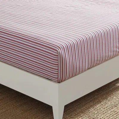 Nautica Coleridge Striped Red Twin Fitted Sheet In Pink