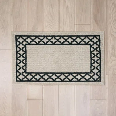 Nautica Collin Border Machine Washable All Loop Tufted Rugs 1-piece In Natural Twist,black