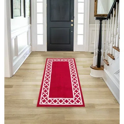 Nautica Collin Border Machine Washable All Loop Tufted Rugs 1-piece In Red
