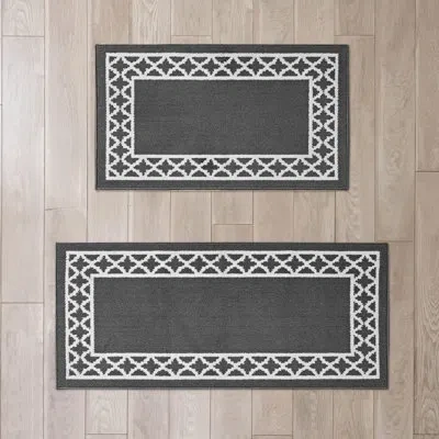 Nautica Collin Border Machine Washable All Loop Tufted Rugs In Gray