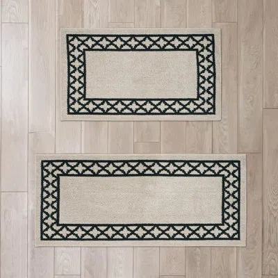 Nautica Collin Border Machine Washable All Loop Tufted Rugs In Tan