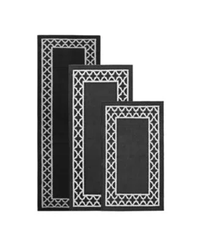Nautica Collin Trellis Border Tufted Runner Rug In Black