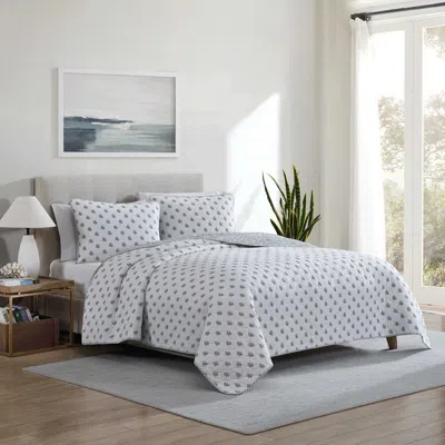 NAUTICA CORAL BEACH WHITE FULL/QUEEN QUILT-SHAM SET