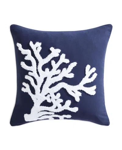 Nautica Coral Cotton Square Decorative Pillow, 20" X 20" In Blue