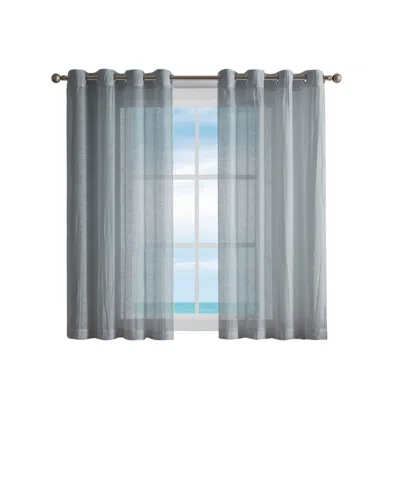 Nautica Cordelia Crushed Sheer Grommet Window Curtain Wide Panel Pair, 52" X 63" In Gray